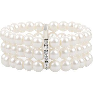 🆕Women Silver Flapper Imitation Pearl Bracelet Great Gatsby Roaring Accessories